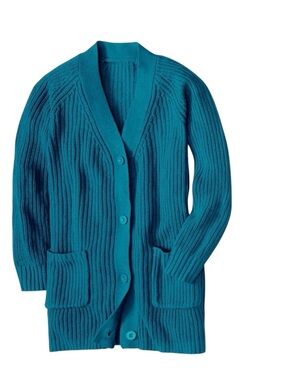 Woman Within Deep Teal Plus Cardigan Sweater Plus Size 1X 22/24